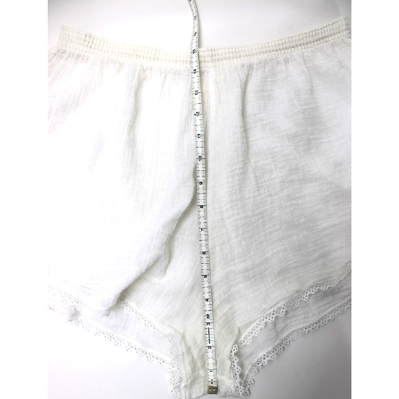 VTG 2 pc High Waisted Nightie Short Shorts & Top Pajama Lounge Set White Gauze L - Picture 13 of 16